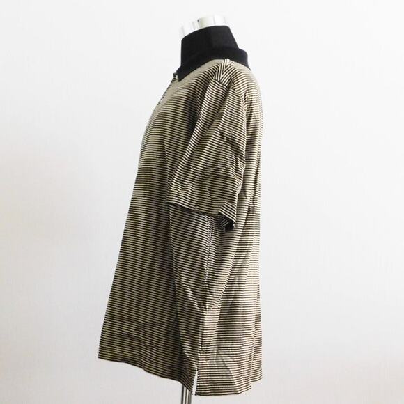 Alan Flusser Golf Tan Striped Cotton Short Sleeve Polo Mens Large Shirt - Picture 3 of 5